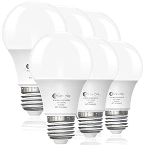 6 Pack A19 LED Light Bulbs,60 Watt Equivalent Daylight 5000K with E26 Base,Efficient 9W,800 Lumens Non-Dimmable LED Bulbs,15000 Hours, Ideal for Bedroom Living Room
