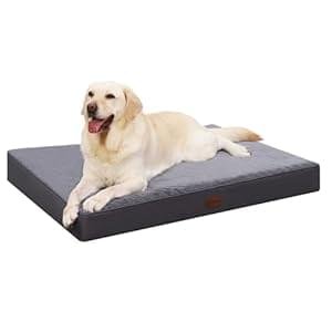 MIHIKK Waterproof Dog Bed Medium Size Dog Orthopedic Dog Beds for Crate with Removable Washable Cover Egg-Crate Foam Pet Pad Mat with Anti-Slip Bottom, 35×22 Inch, Grey