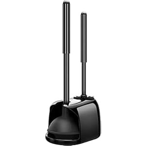 SetSail Toilet Brush and Plunger Set, Toilet Plungers for Bathroom Heavy Duty Toilet Bowl Brush and Holder Hidden Toilet Plunger and Brush Set for Deeply Cleaning – Black