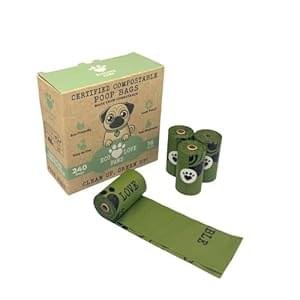 Compostable Dog Poop Bags – Truly Home Compostable, Leak-Proof & Extra Thick, Plant-Based, Unscented, Plastic-Free, Certified Dog Waste Bags, 240 Count (16 Rolls, Great Value)