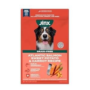 Jinx Premium Grain-Free Dry Dog Food, for All Lifestages – Real Salmon, Sweet Potato & Carrot Puppy Kibble with Superfoods for Immune Support & Probiotics for Digestive Support – No Fillers – 4lb