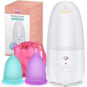Menstrual Cup Steamer Sterilizer with 2 Reusable Menstrual Cups, Period Cups Cleaner Wash Kit