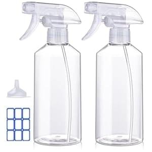 JohnBee Spray Bottles – 16.9oz/2Pack – Premium Adjustable Spray Bottles for Cleaning – No Leak And Clog Mister Spray Bottle – Spray Bottle For Hair, Plants, Pet, Vinegar, And Rubbing Alcohol Reagent