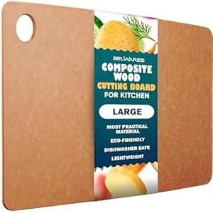 Dishwasher Safe Cutting Boards for Kitchen – Large Composite Wood Cutting Boards – Thin, BPA Free & Eco-Friendly Chopping Board (14.5 x 11.25 Inch, Natural)