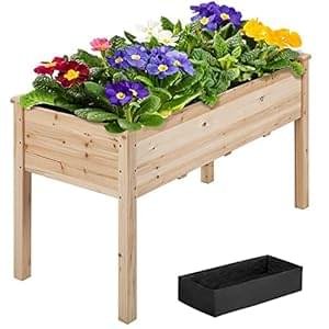 Yaheetech 1pc Raised Garden Bed 48x24x30in Elevated Wooden Horticulture Planter Box with Legs Standing Growing Bed for Gardening/Backyard/Patio/Balcony