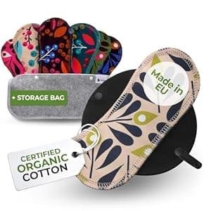 Organic Cotton Reusable Panty Liners for Women & Teens (Small, 7-Pack); High-Temp Washable Cloth Liners Made in EU; Stay Fresh & Dry, for Daily Vaginal Discharge Only; 100% Breathable (no PUL/TPU)